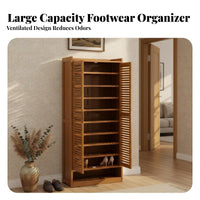 Multi-Tier Shoe Storage Cabinet Space-Saving Bamboo Footwear Storage Unit Large Capacity for Apartment Dwellers, Homeowners, Hallway, Bedroom