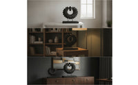 Radiant Sculpture Carved Circular Sculpture with Base Minimalist for Entryway