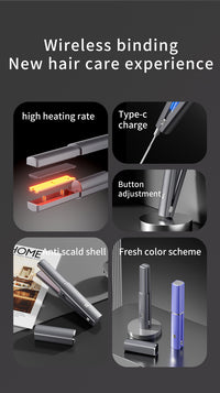 Cordless Straightening and Curling Iron with Negative Ions, Titanium Coating, 3 Heat Settings, Wet/Dry Use