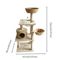 Multi-Level Cat Climber Woven-Look Multi Level Cat Climber Suspended Bowl Seat Climbing Frame