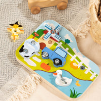 Farm Screw Toy Hand-Screwing Wooden Screw Puzzle Farm Activity Board Educational for Children
