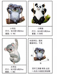园林花园庭院阳台树脂动物工艺品树挂仿真爬绳考拉吊件熊猫荡秋千