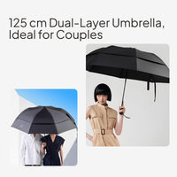 Large Automatic Sunblock Umbrella, Double Canopy, UPF50+
