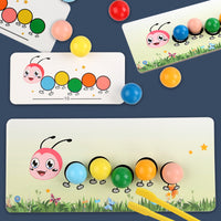Caterpillar Bead Clamping Toy Color Focus Training Parent-Child Interactive Educational Early Learning Board Game for Boys and Girls