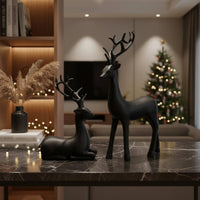 2 Pieces Resin Deer Decor Realistic Deer Figurine Cute for Vintage Cabinet