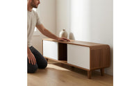 Low Profile Media Console Rounded Edges Low Tv Stand Environmental Screen Display Cabinet