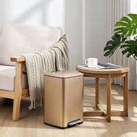Trash Can with Step Pedal Stainless Steel Trash Bin with Liner Square Pedal Bin for Office