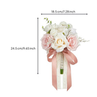 Wedding Bouquet with Ribbon Faux Floral Arrangement Elegant for Bridesmaids