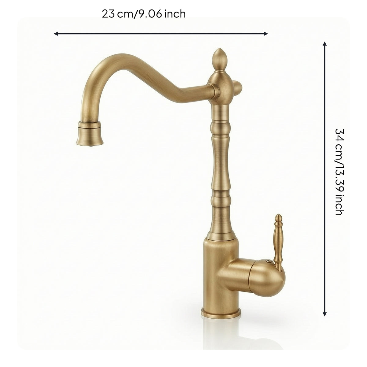 Faucet with Gooseneck Spout Retro Sink Tap Heavy Duty for Kitchen