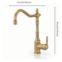 Faucet with Gooseneck Spout Retro Sink Tap Heavy Duty for Kitchen