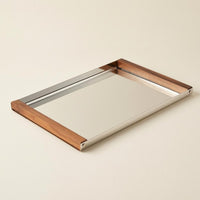 Rectangular Serving Tray Mirrored Mirror Tray Metal Corners Home