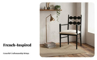 Cane rear Armchair French and designd Dining Chair With Armrests Upholstered pad for Adults, residents, Study, Kitchen, Cafe