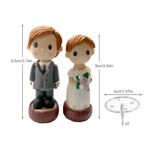 2 Pieces Wedding Cake Topper Couple Romantic Keepsake Bride Groom Statue Set