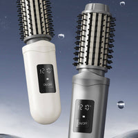 Digital Temperature Display Cordless Curling Brush Shiny Finish Heated Barrel Brush on/off Button