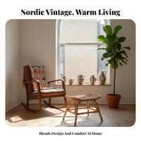 Woven Top Footrest Retro Design Low Padded Seat Space-Saving for Living Room