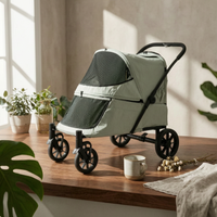 Folding Dog Stroller Single-Action Fold Soft-Sided Pet Stroller Ventilated