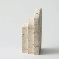 Resin Bookend Decorative Arch Bookend Earthy Elegance Imitation Travertine Book Stopper for Coffee Table