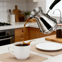 Stainless Steel Turkish Coffee Cup with Milk Frother and Latte Art Pitcher, Induction Compatible