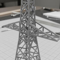 Electric Power Power-Line Tower Model CNC-Carved Lattice Tower Model Tapered