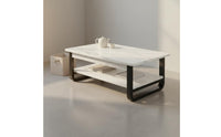 Rectangular Wood Coffee Table Wide Tabletop Coffee Table with Storage Shelf Heavy Duty Living Room Furniture for Small Apartment Dwellers, Office