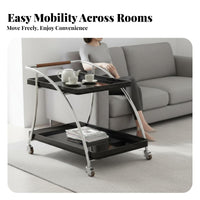2-Tier Rolling Trolley Transparent Design Mobile Furniture Movable with Casters Vintage Retro-& Aestheticd for Students, Bedroom