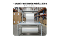 Packing Table with Cutter Stainless Metal Surface Packing Cushioning Dispenser Table Heavy-Duty Anti Workbench for Packers, Mailroom, Workshop