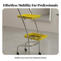 Hairdressing Tool Trolley With Wheels Hairdressing Rolling Cart Foldable Salon Cart Easy Mobility 2-Tier Salon Trolley