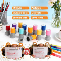 LOTMER 12-Piece Teacher Stamps for Classroom, Self-Inking Rubber Colorful Stamps, Classroom Rubber Stamps