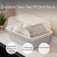 2-Tier Dish Drying Rack with Dust Cover