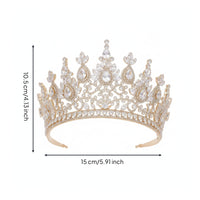 Sparkling Bridal Crown Jeweled Wedding Crown Symmetrical Bridal Tiara High-Profile for Weddings