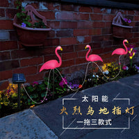 Solar Flamingo Light with Three Heads for Outdoor Garden Decoration