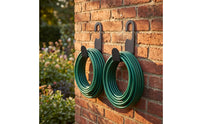 2 Pieces Metal Wall-Mounted Hose Holder Compact Garden Hose Hanger Long-Lasting Hardware Rustproof for Patio