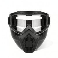 Adjustable Riding Goggles with Face Mask Non-Slip Motorcycle Goggles with Mask Breathable Detachable Face Guard Anti Scratch for Riders, Outdoor Workers