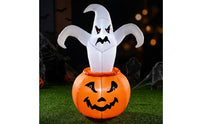 Glowing Ghost Inflatable with Pumpkin Lantern Inflate Inflatable Ghost with Pumpkin LED-Lit Halloween Decoration with Light Festive for Porch