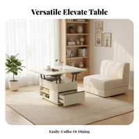 Lifttabletop Table Multiversatile Living Room Furniture Space-Saving Storage Unit for Renters, Homeowners, Small Areas, Lounge Area, Home Office