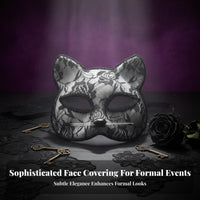 Mysterious Look Lace Feline Half-Mask Design Lace Feline Eye Mask Easy to Wear Costume Accessory Lightweight and Comfortable for Cosplayers, Adults, Party-Goers, Halloween, Cosplay Events, Photoshoots, Masquerade Balls