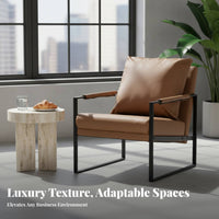 Upholstered Armchair with Metal Frame Light Luxury with Design Cafe Seating Easy to Clean Ergonomic Design for Coffee Shop