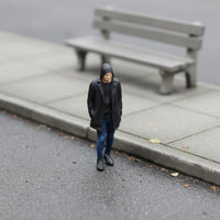 Black Hooded Man Statue Realistic Resin Painted Figurine Handcrafted Home Decor for Shelf, Dollhouse