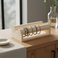 Bead Bracelet Holder Vintage Look Jewelry Storage Wood Grain Texture