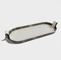 Modern Minimalist Woven Leather Metal Oval Tray