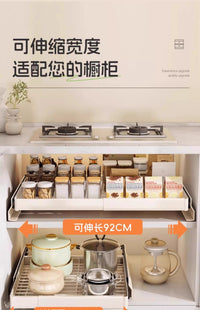 No-Drill Pull-Out Dish Rack for Kitchen Cabinet, Stainless Steel Expandable Storage Shelf