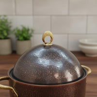 Hammered Copper Soup Pot Deep Body Japanese-Design Pot Loop Handle