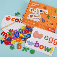 Lowercase Wooden Spelling Game Colorful Alphabet Matching Game Hands-on Letter Puzzle Set Word Recognition for Early Learners, Children