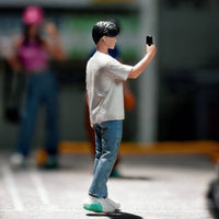 1:64 Scale Mobile Photo Figure Young Man Figurine Realistic Features 1:64 Scale