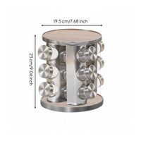 Rotating Seasoning Rack Wooden Accent Revolving Seasoning Rack Space Saving