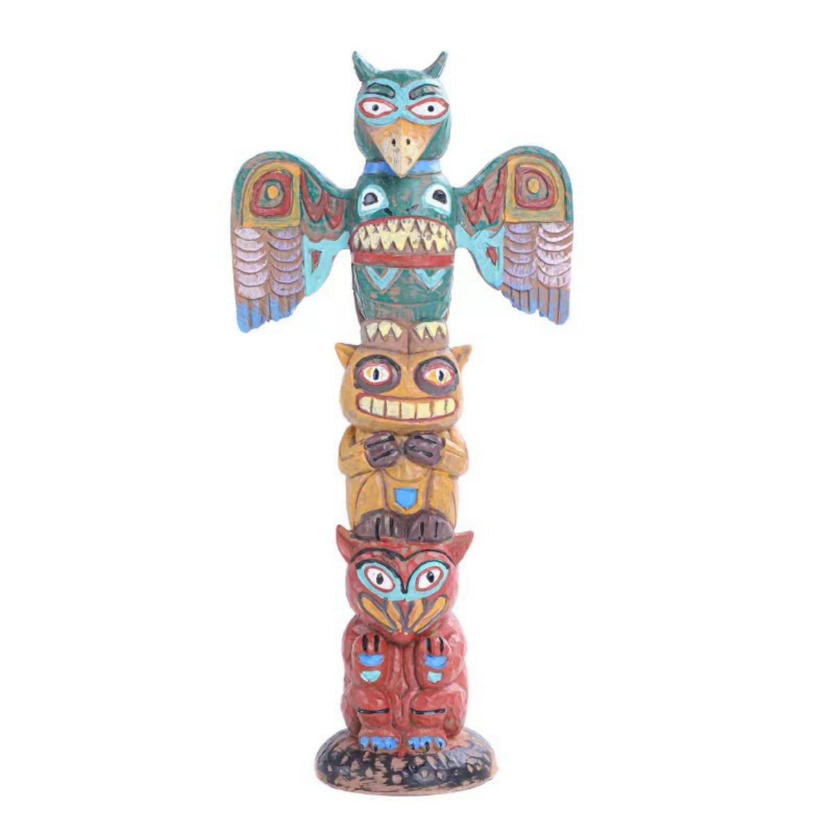 Carved Column Pole Freestanding Carved Column Pole Figurine Artistic Sculpture with Outstretched Appendages for Shelf, Cabinet, Living Room