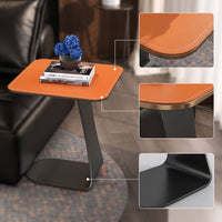 Leather Side Table Modern Side Table with Storage Compact Beistelltisch for Living Room, Small Apartments, Reading Nooks