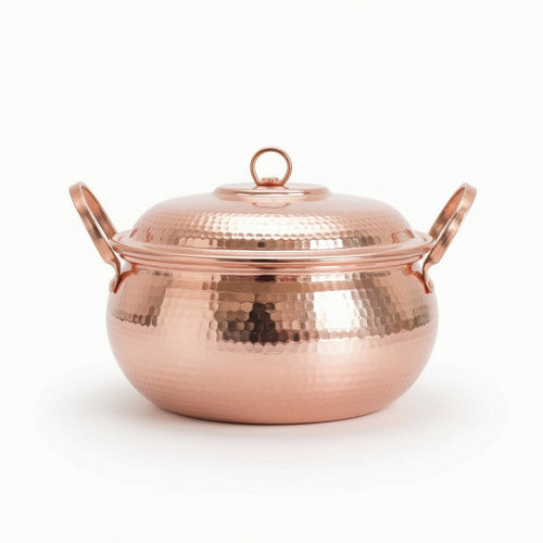 Copper Soup Pot with Snug-Fitting lidFitting Soup Pot with Lid Versatile Cookware for Kitchen