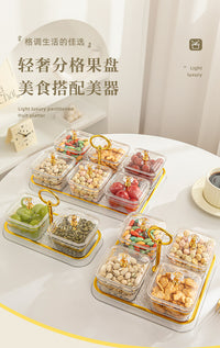 Plastic Fruit Bowl with Compartments for Living Room Coffee Table Snack Nuts