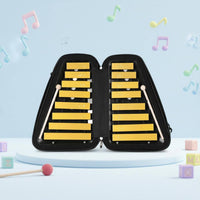 16-Note Aluminum Xylophone Color Coded Keys Double-Row Metal Xylophone Lightweight Music Education Music Instrument for Kids, Kindergarten